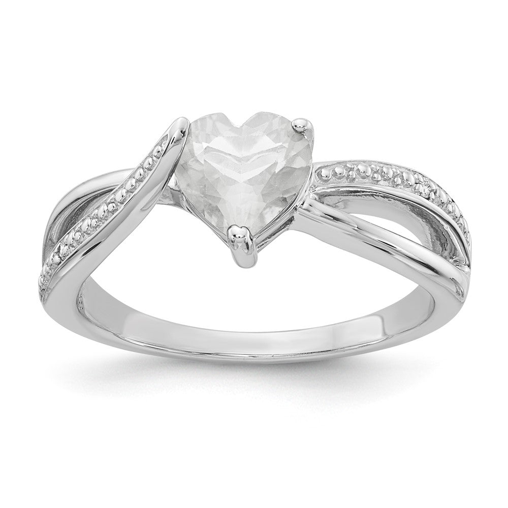 Sterling Silver White Topaz & Diamond Ring