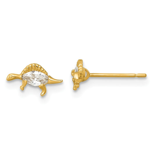 14K Madi K Polished & Grooved CZ Stegosaurus Children's Post Earrings