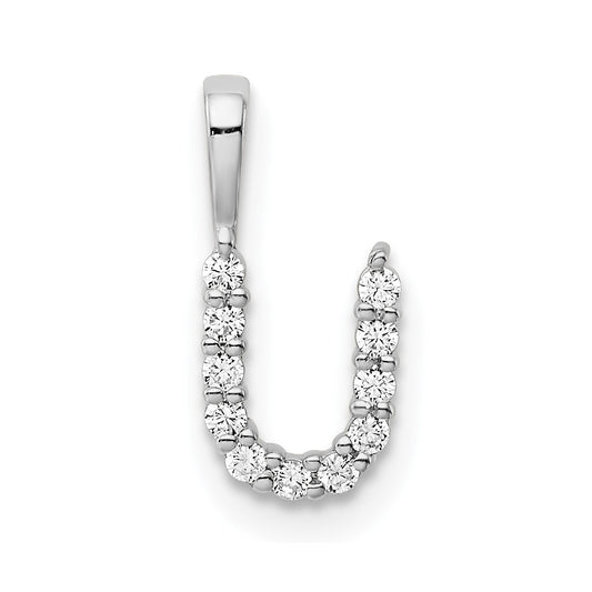 14k White Gold 1/8 carat Lab Grown Diamond VS/SI+ G+ Letter U Initial Pendant