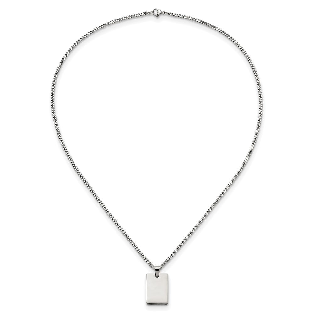 Stainless Steel Polished Dog Tag 24in Necklace