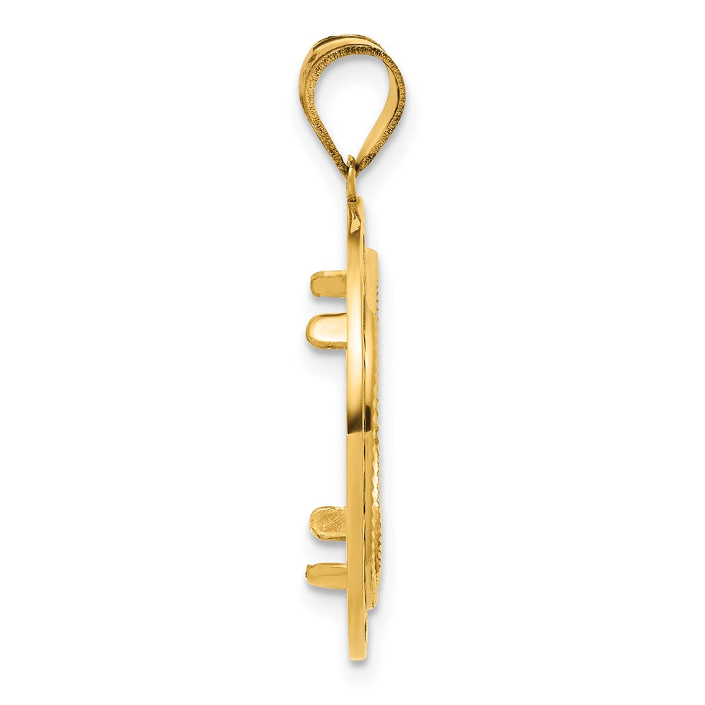 14k Diamond Cut and Black Enamel Greek Key with 16.5mm Prong Coin Bezel Pen