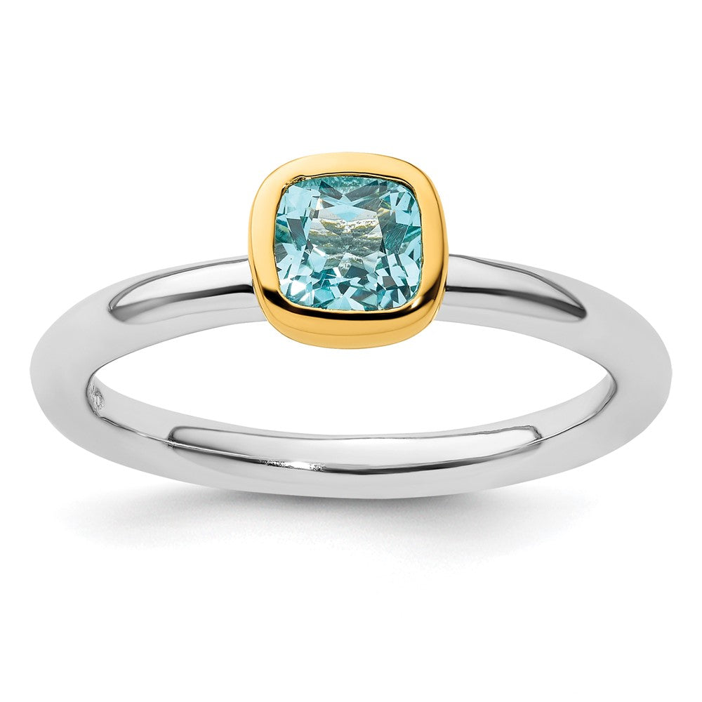 Sterling Silver Stackable Expressions w/Gold-plated Blue Topaz Ring Size -10
