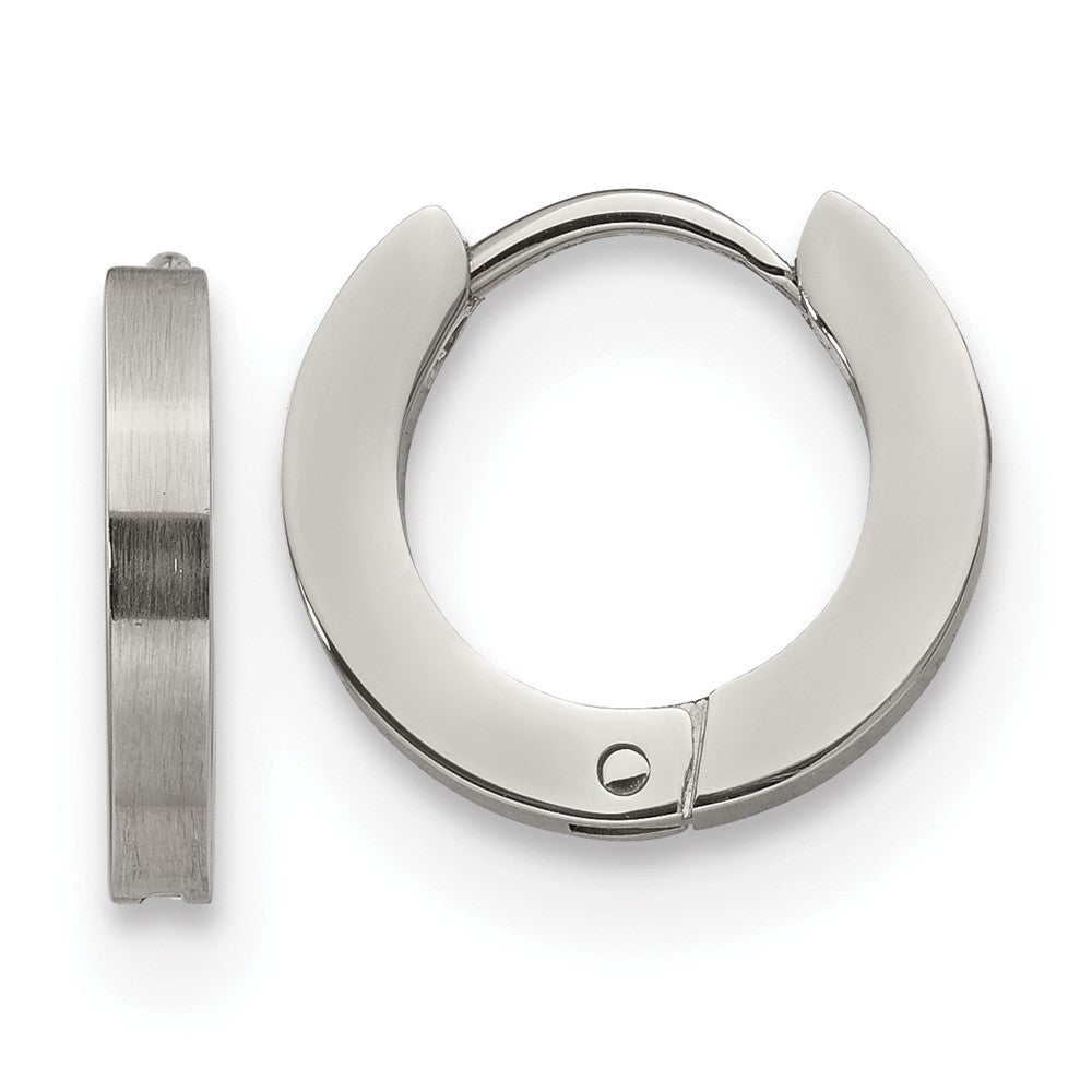 Stainless Steel Brushed and Polished 2mm Hinged Hoop Earrings