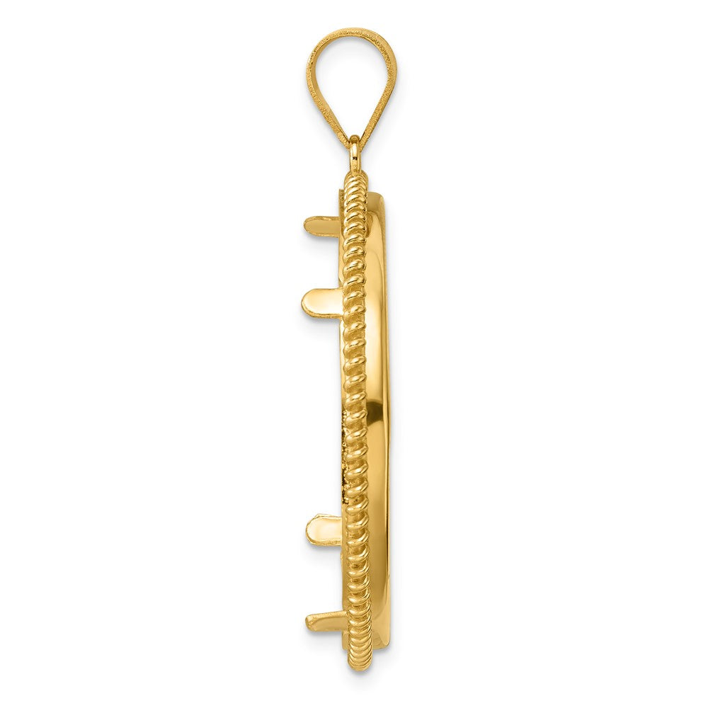 14k Polished Coil with 32.7mm Prong Coin Bezel Pendant