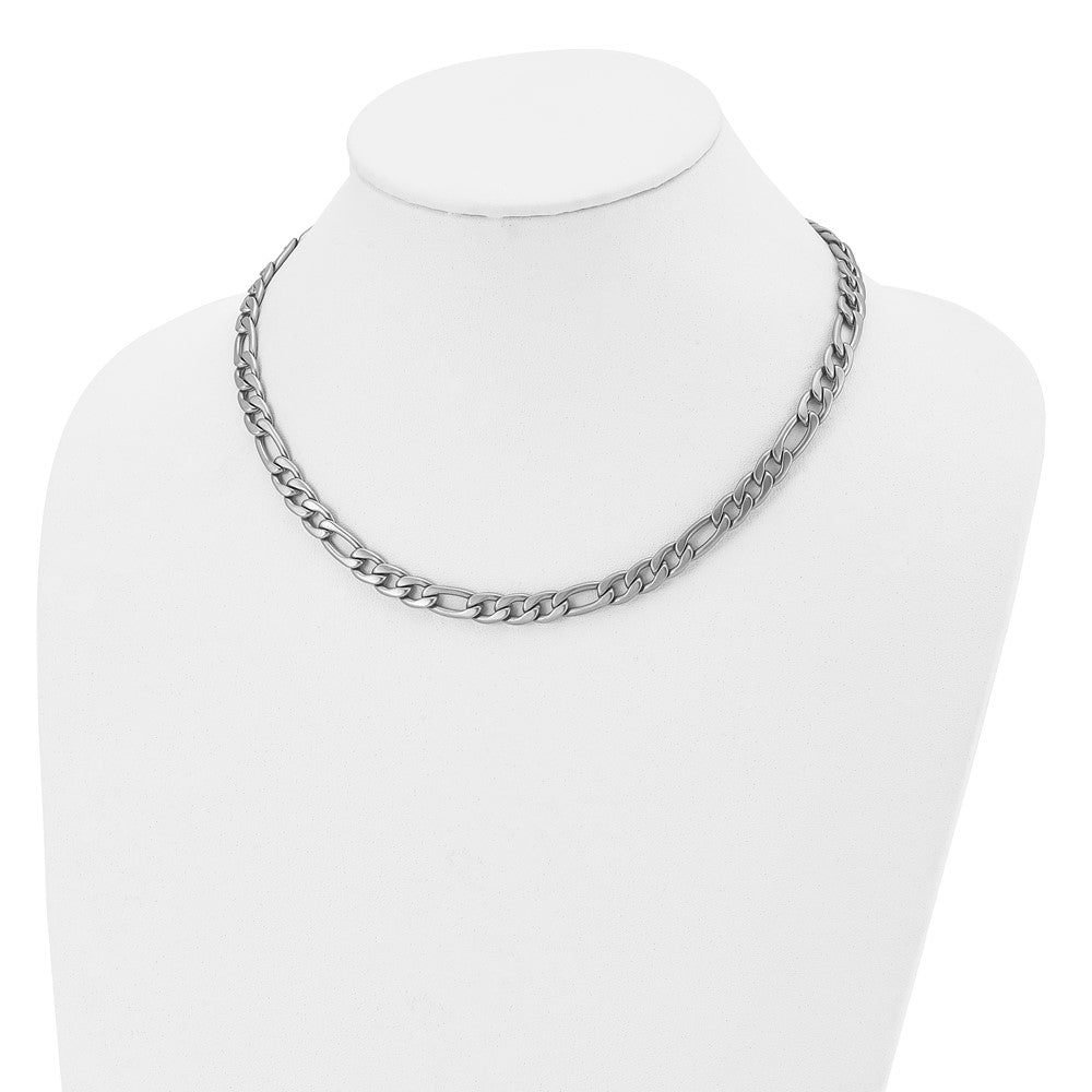 Stainless Steel Satin 7mm 18in Figaro Chain