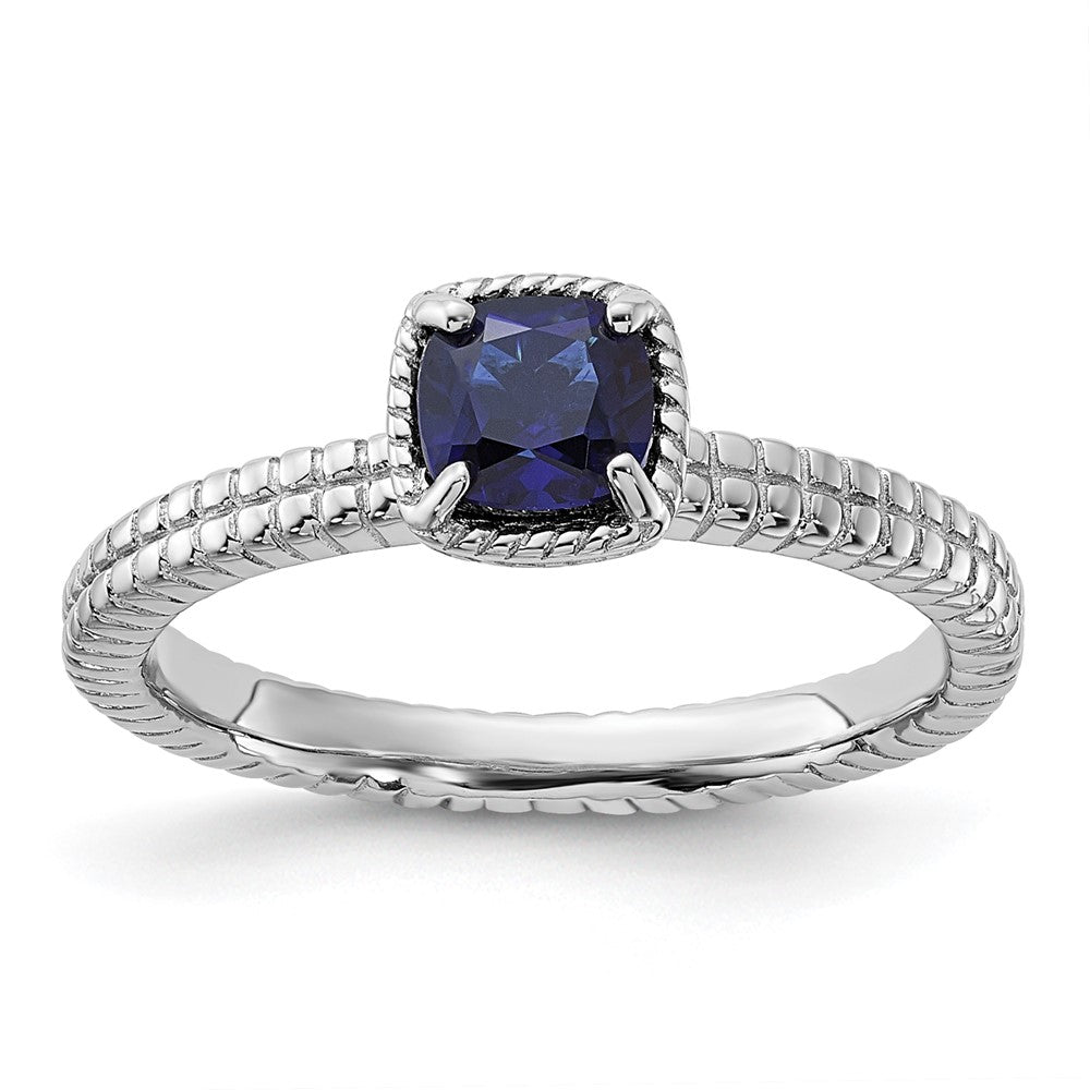 Sterling Silver Stackable Expressions Created Blue Sapphire Ring