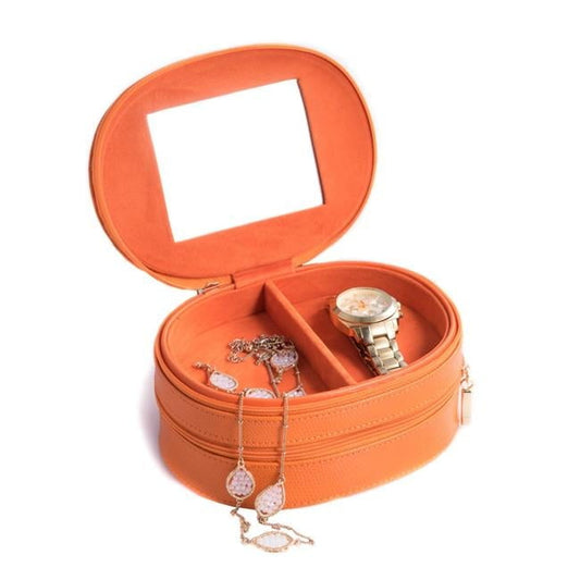 2 Level Travel Lizard Leather Jewelry Case