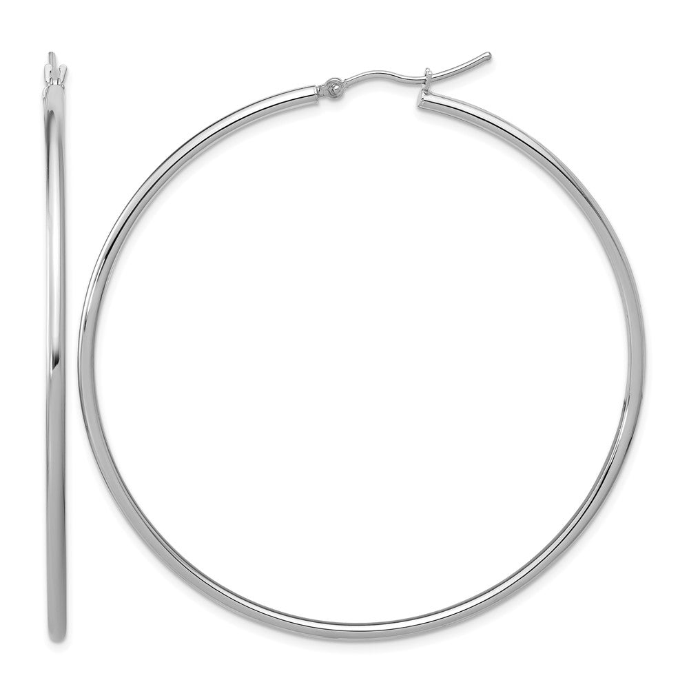 14k White Gold Polished 2x60mm Polished Hoop Earrings