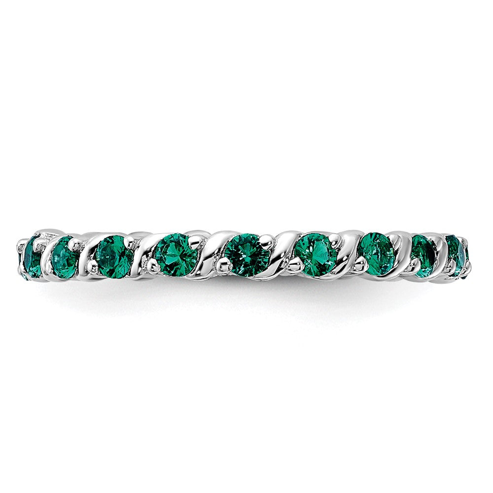 Sterling Silver Stackable Expressions Created Emerald Ring