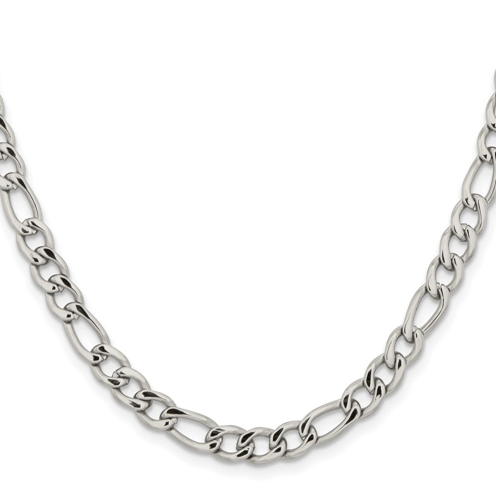 Stainless Steel Polished 5.3mm 24in Figaro Chain