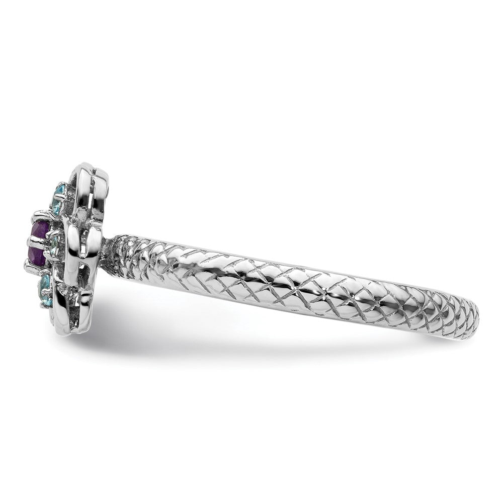 Sterling Silver Stackable Expressions Amethyst & Blue Topaz Stackable Ring Size -7