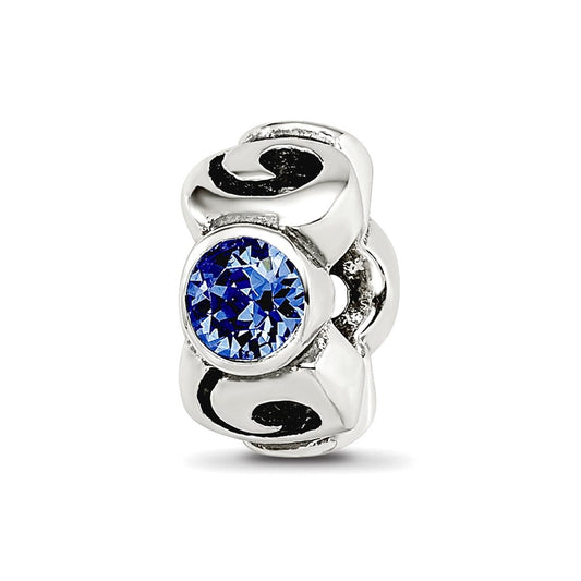 Sterling Silver Reflections Sept Blue Preciosa Crystal Birthstone Bead
