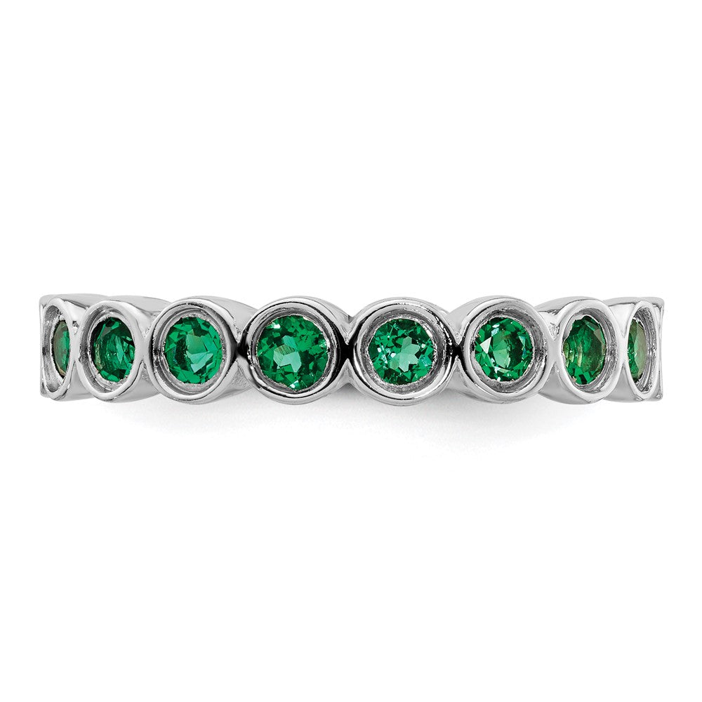 Sterling Silver Stackable Expressions Created Emerald Ring Size -5