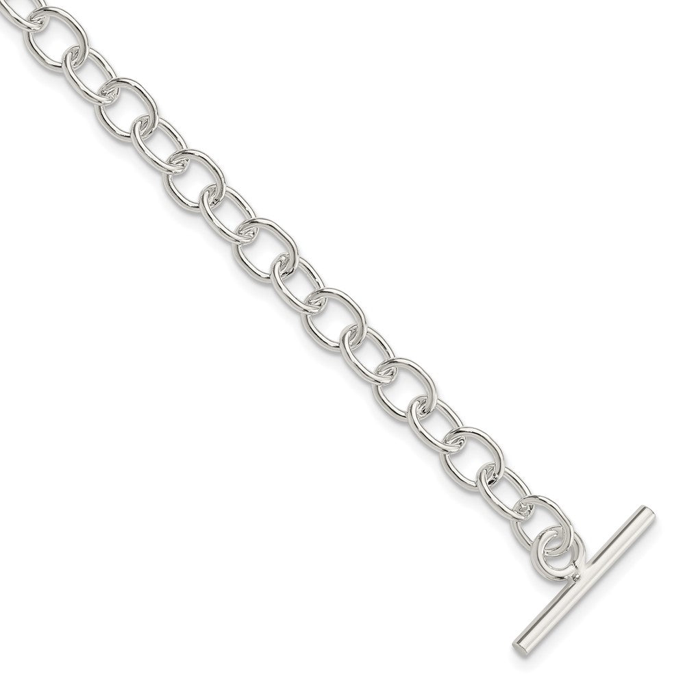 Sterling Silver Polished Fancy Link Toggle Bracelet 7.5 inches