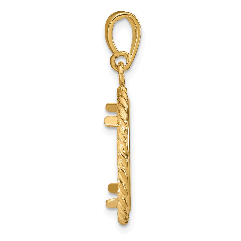 Wideband Distinguished Coin Jewelry 14k Polished with Twisted Wire 16.0mm Prong Coin Bezel Pendant