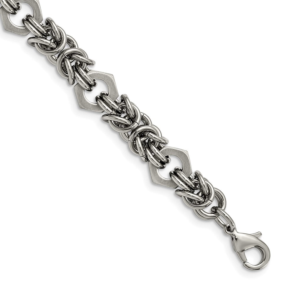 Stainless Steel Brushed and Polished 8.25in Bracelet 8.25 inches