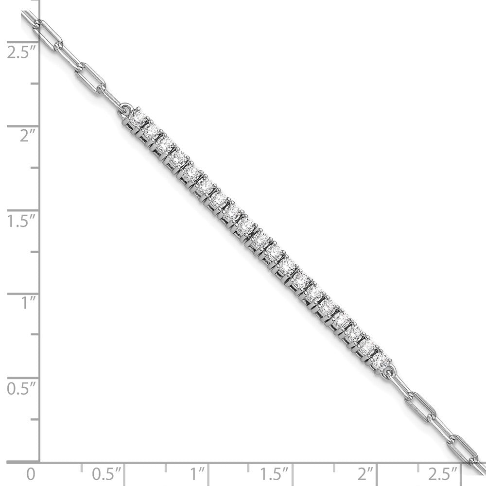 Sterling Shimmer Sterling Silver Rhodium-plated 19 Stone 7 inch Paperclip Link Bracelet 7 inches