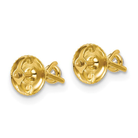 Primal Gold 14 Karat Yellow Gold Lab Grown Diamond 1/5cttw Certified SI1/SI2, G H I, 3 Prong Screwback Earrings