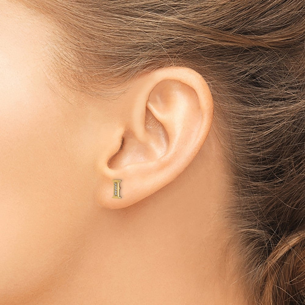14k Diamond Initial I Earrings