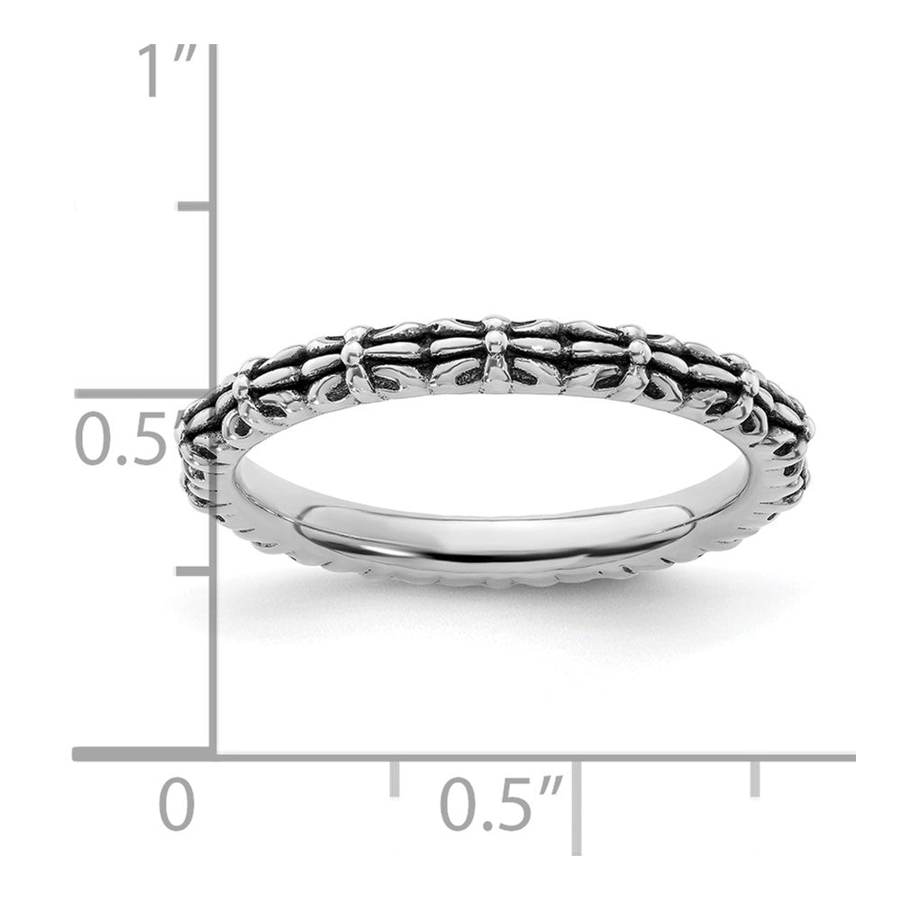 Sterling Silver Stackable Expressions Antiqued Ring Size -7
