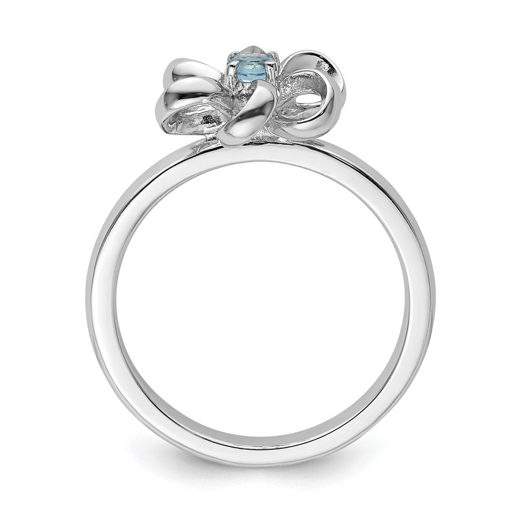 Sterling Silver Stackable Expressions Polished Blue Topaz Flower Ring Size -10