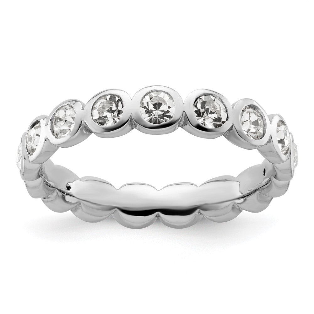 Sterling Silver Stackable Expressions April Crystal Ring Size -6