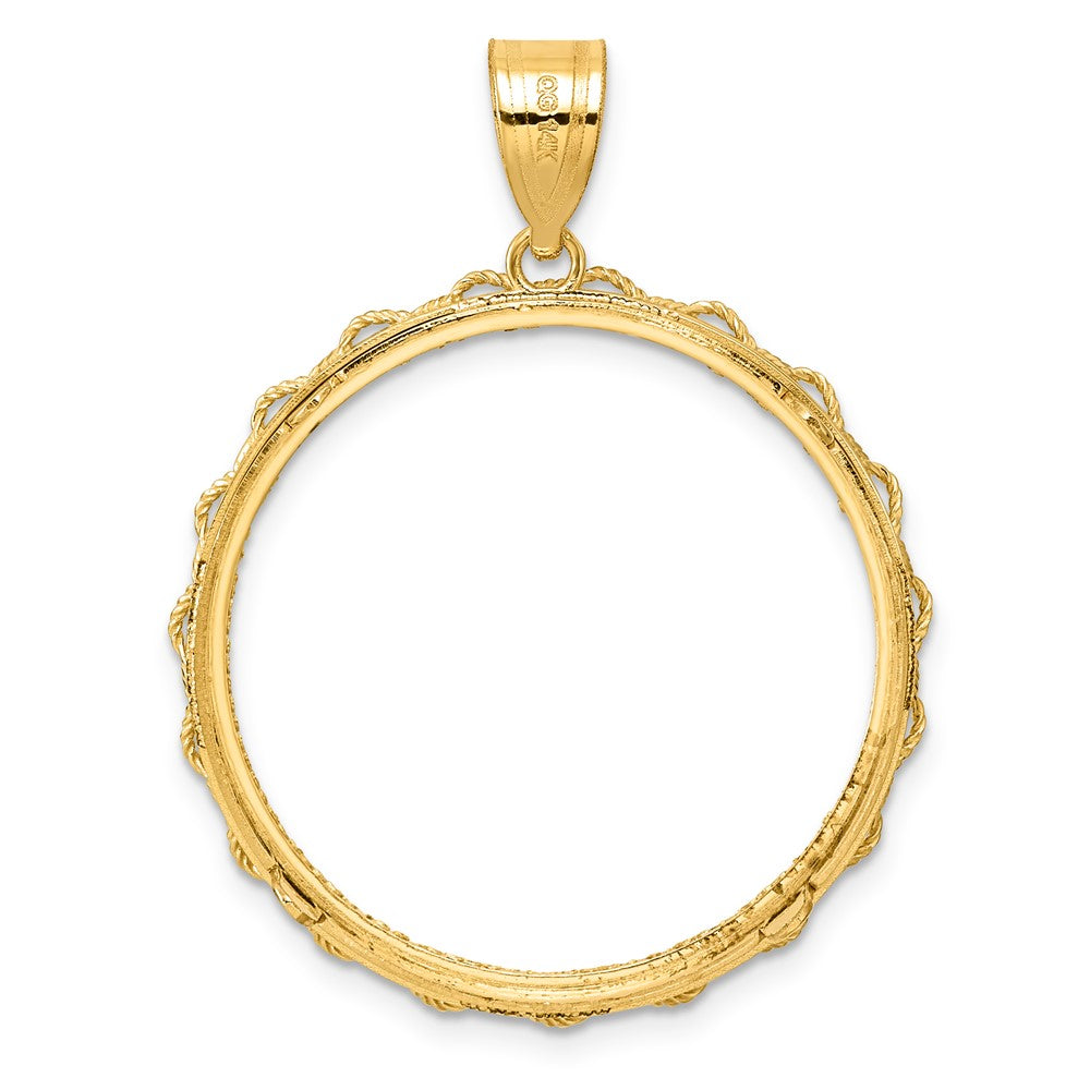 14k Diamond Cut Rope with 27.0mm Prong Coin Bezel Pendant