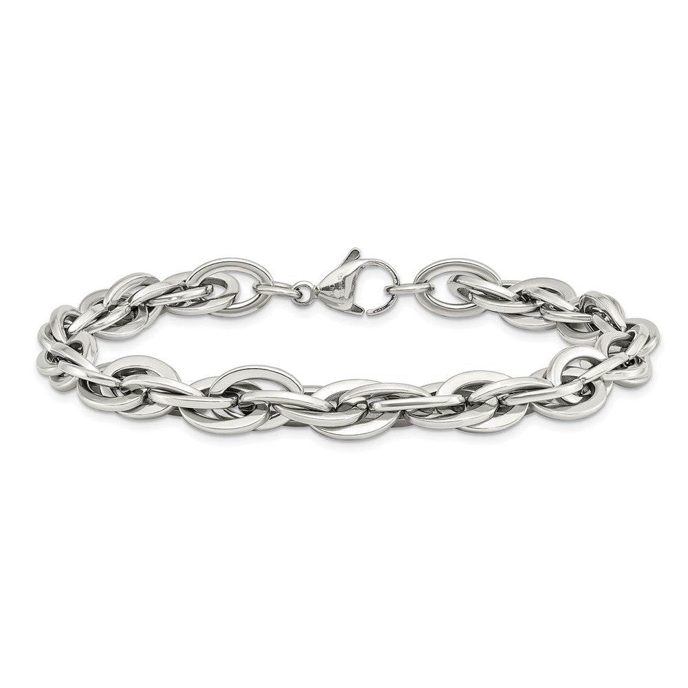 Stainless Steel Polished Oval Links 8in Bracelet 8.25 inches