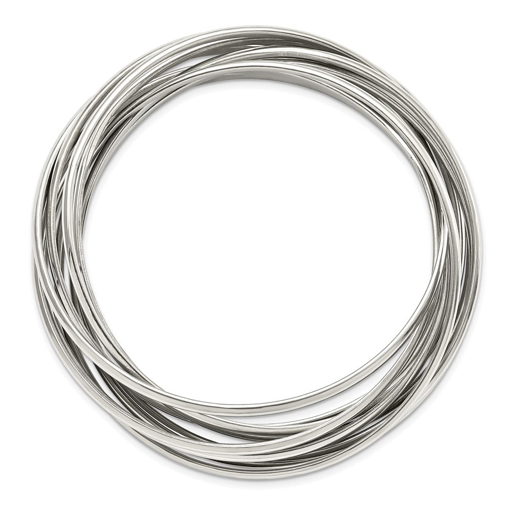 Stainless Steel Polished Intertwined Bangle Bracelet 8 inches