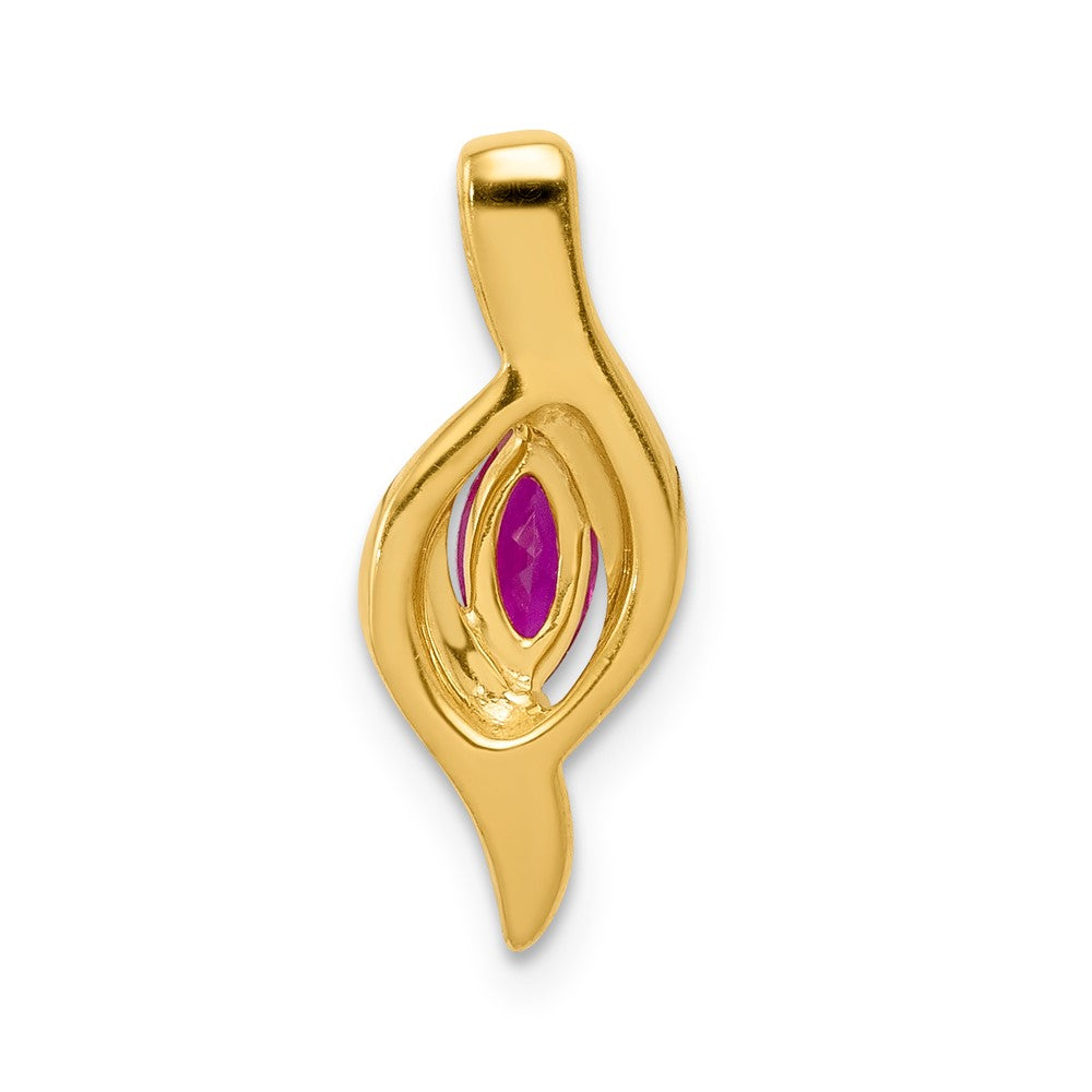 14k Diamond and Marquise .25 Ruby Pendant