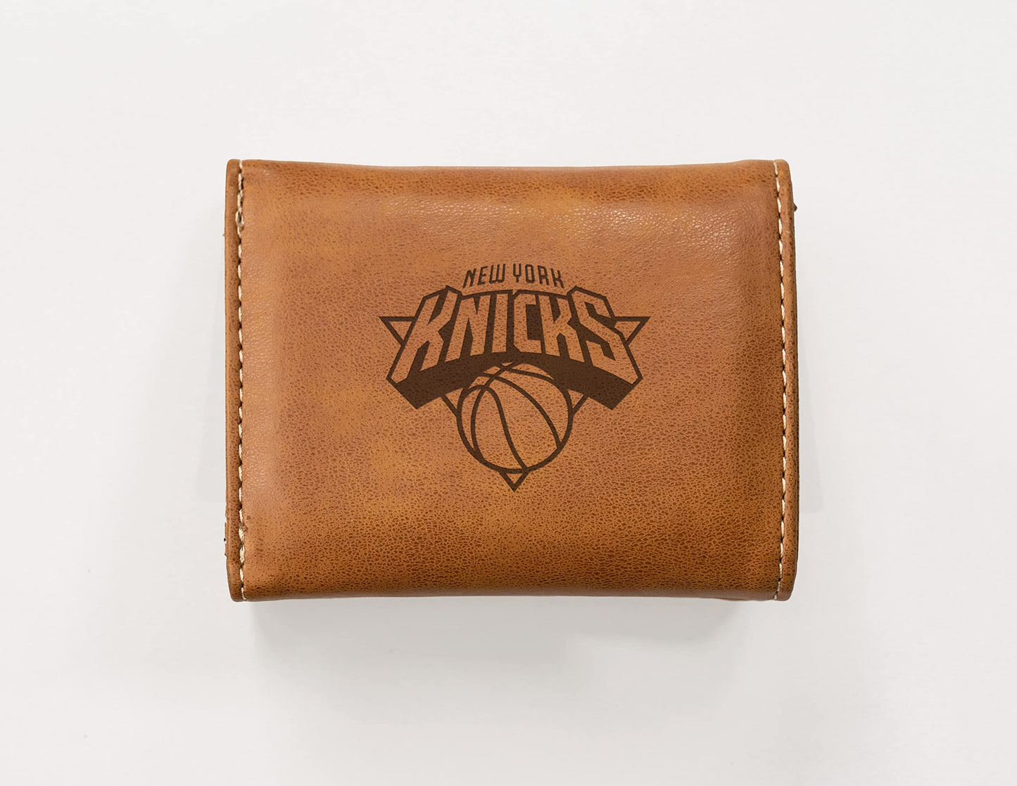 Basketball Rico Industries New York Knicks Brown Laser Engraved Trifold Laser Engraved Tri-Fold Wallet - Men's Accessory