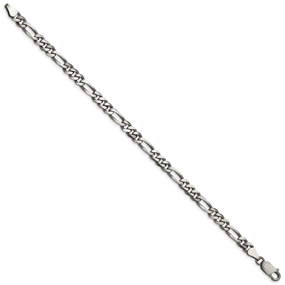Sterling Silver Antiqued 5.5mm Figaro Chain 8 inches