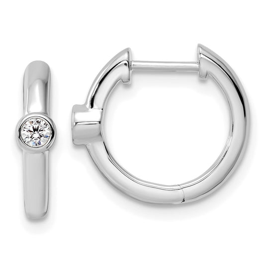 True Origin 14k White Gold 1/8 carat Lab Grown Diamond VS DEF Hinged Hoop Earrings