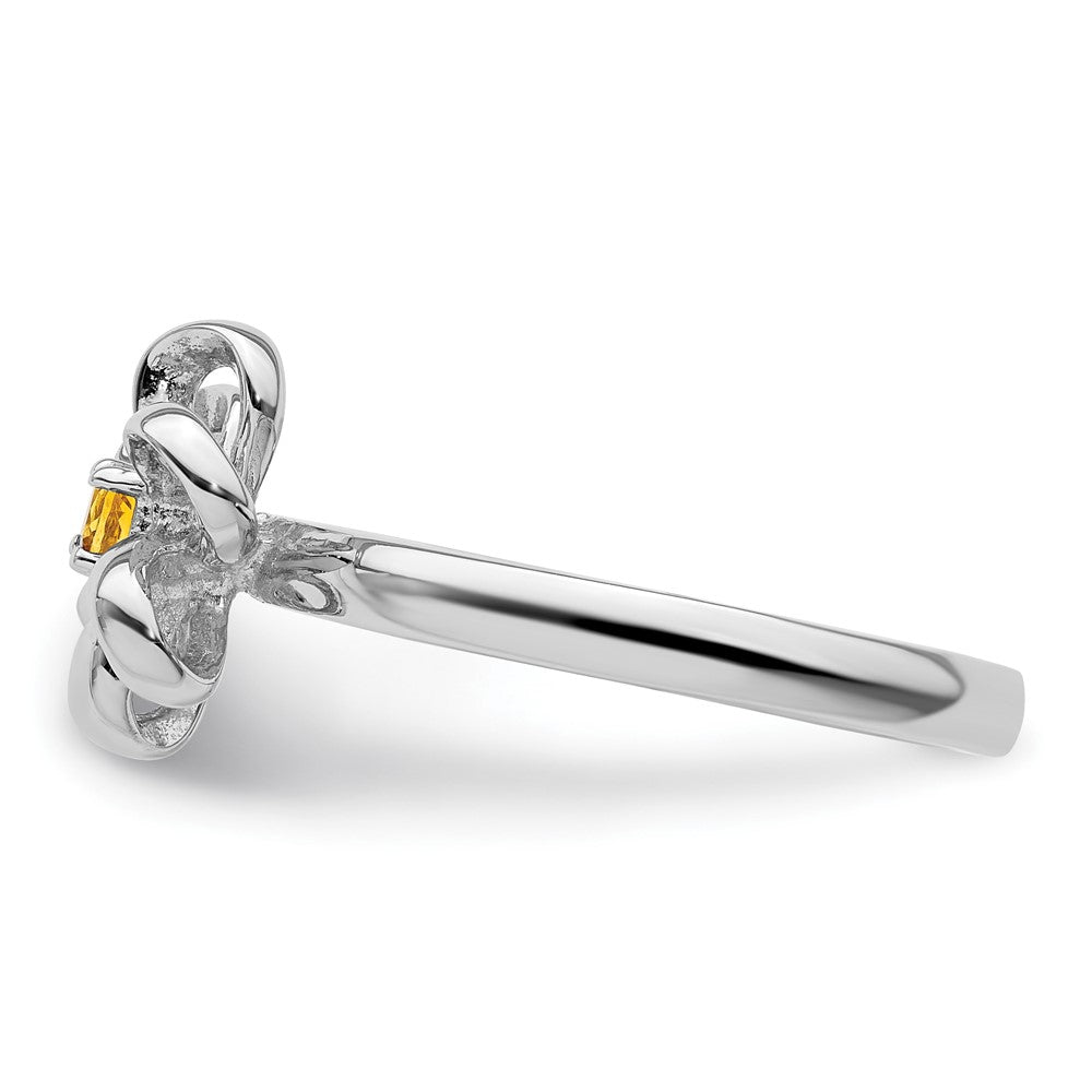 Sterling Silver Stackable Expressions Polished Citrine Flower Ring Size -9