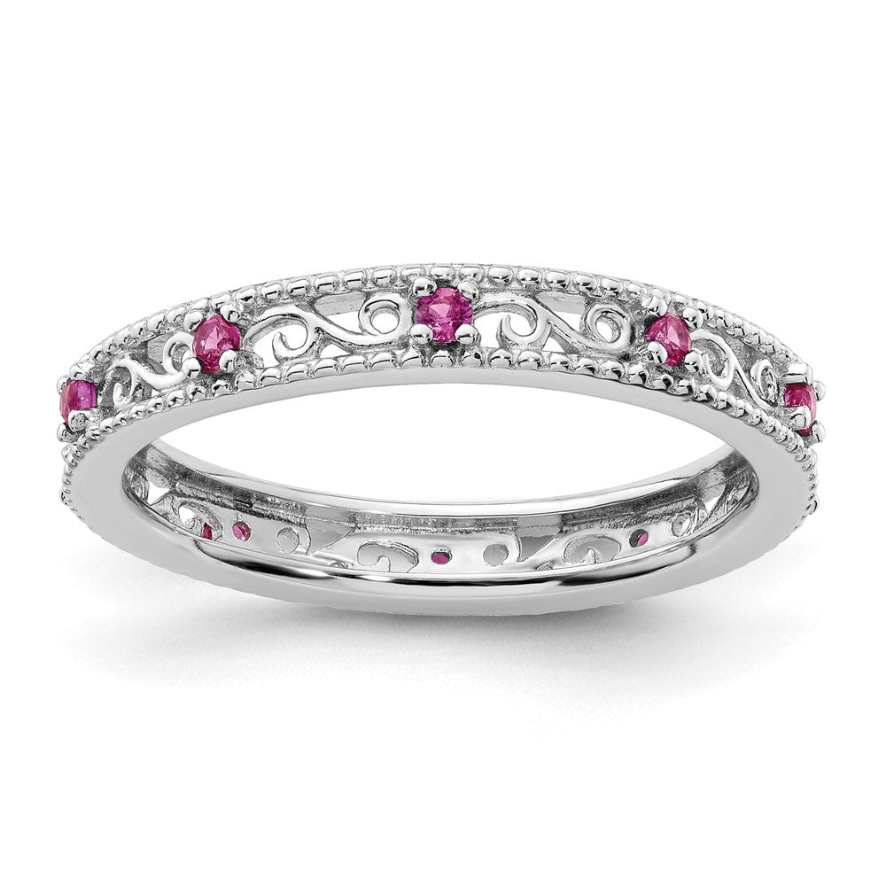 Sterling Silver Stackable Expressions Created Ruby Ring Size -7