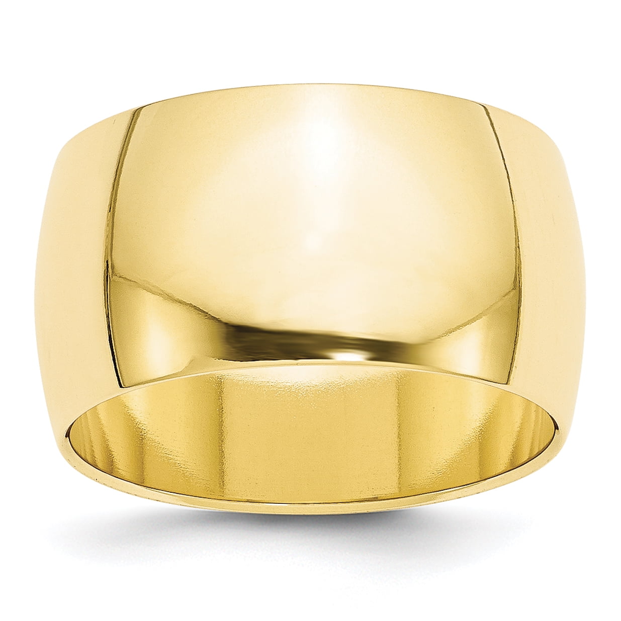 10k Yellow Gold 12mm Half Round Wedding Band Size 10.5