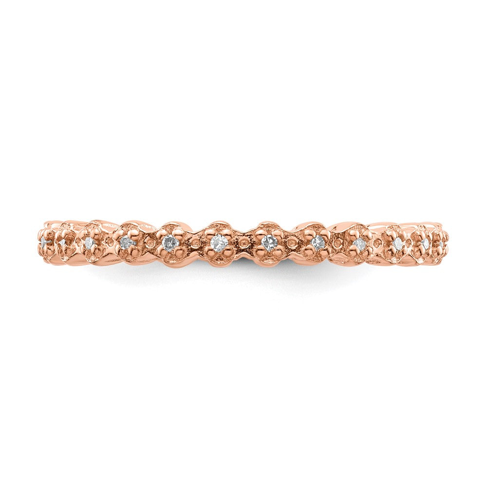 Sterling Silver Stackable Expressions Diamond Pink-plated Ring Size -9
