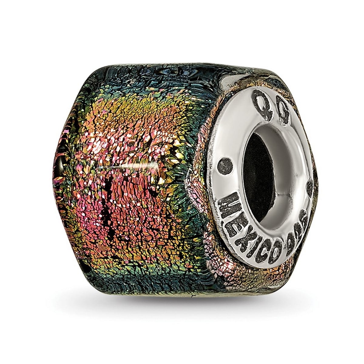Sterling Silver Reflections Purple/Pink/Green Dichroic Glass Bead