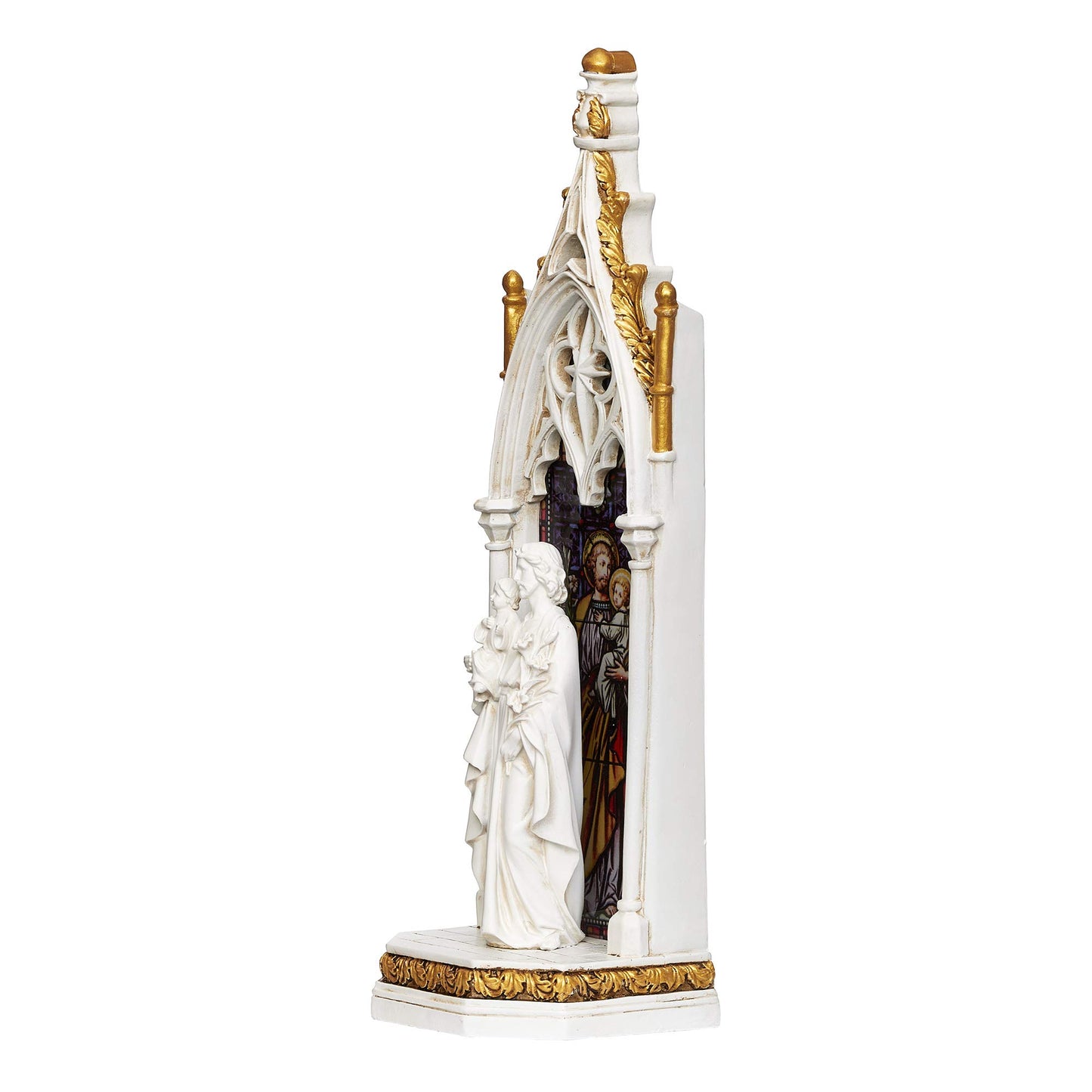 Joseph's Studio by Roman - St. Joseph and Child Holy Family Window LED Figure, Renaissance Collection, 11.75" H, Resin and Stone, Religious Gift, Decoration, Battery Operated