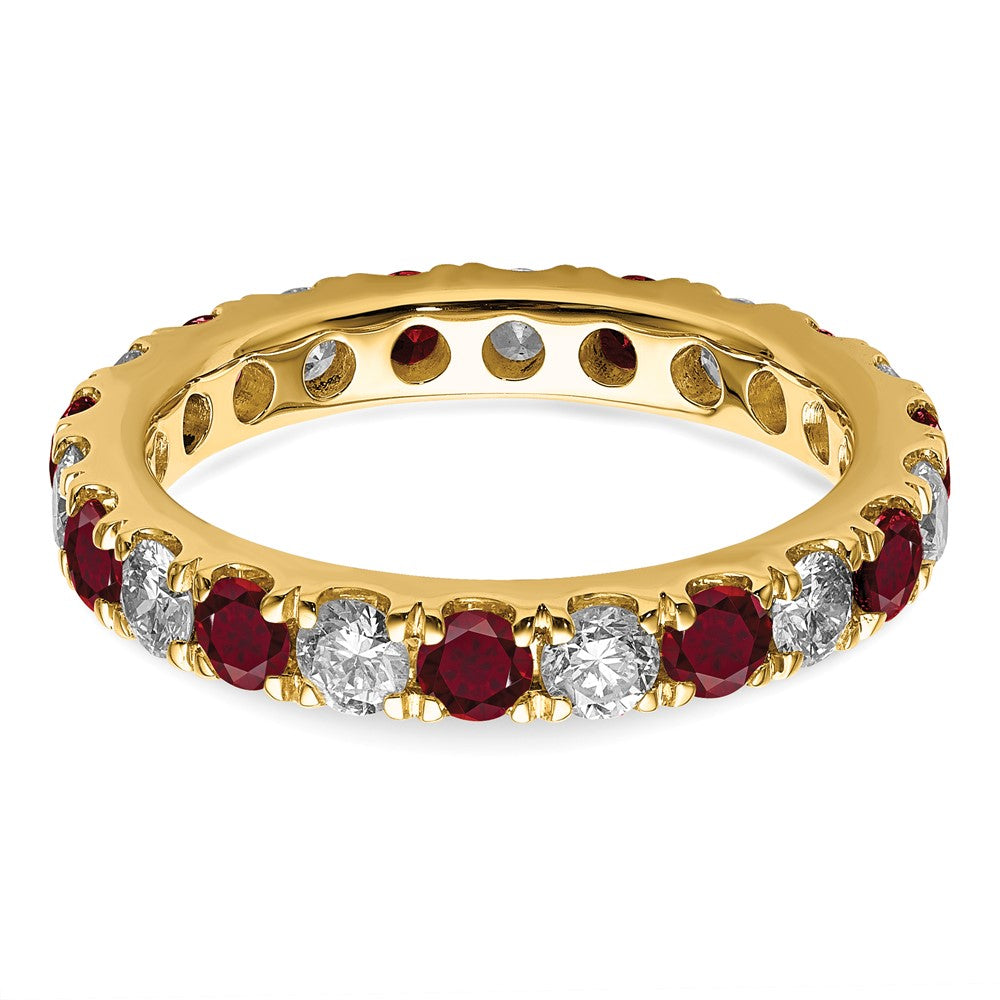 14k 1 carat Lab Grown Diamond VS/SI+ G+ and Lab Created Ruby Size 6 Eternity Band