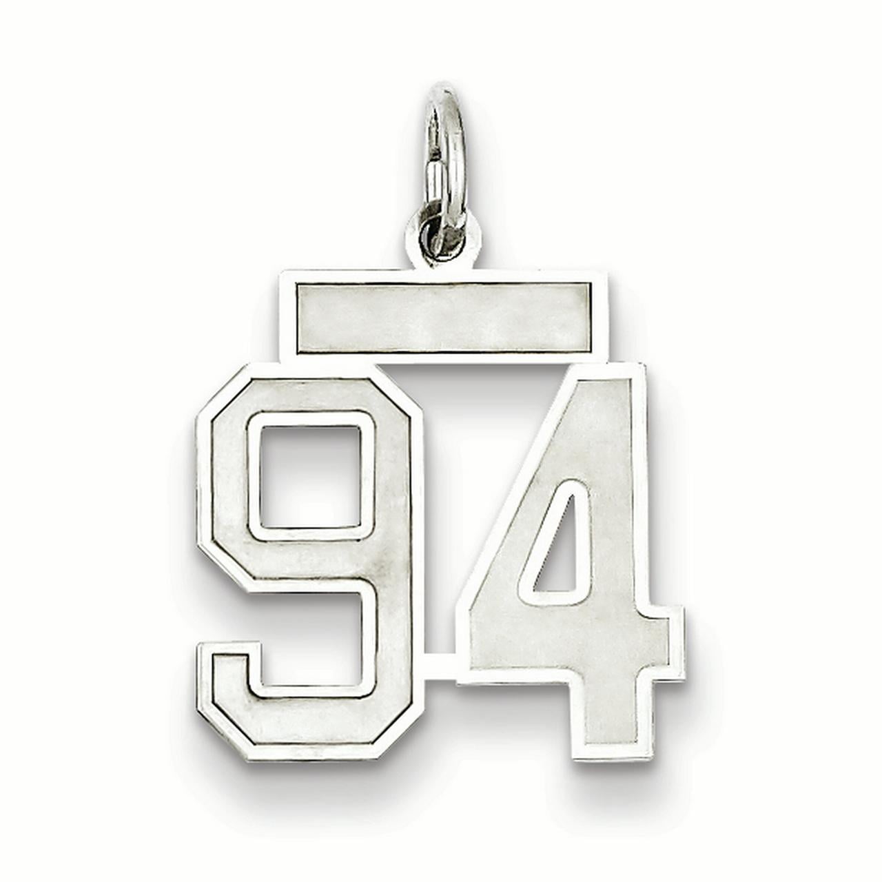 Sterling Silver/Rhodium-plated Satin Number 94 Charm Q-QPS94