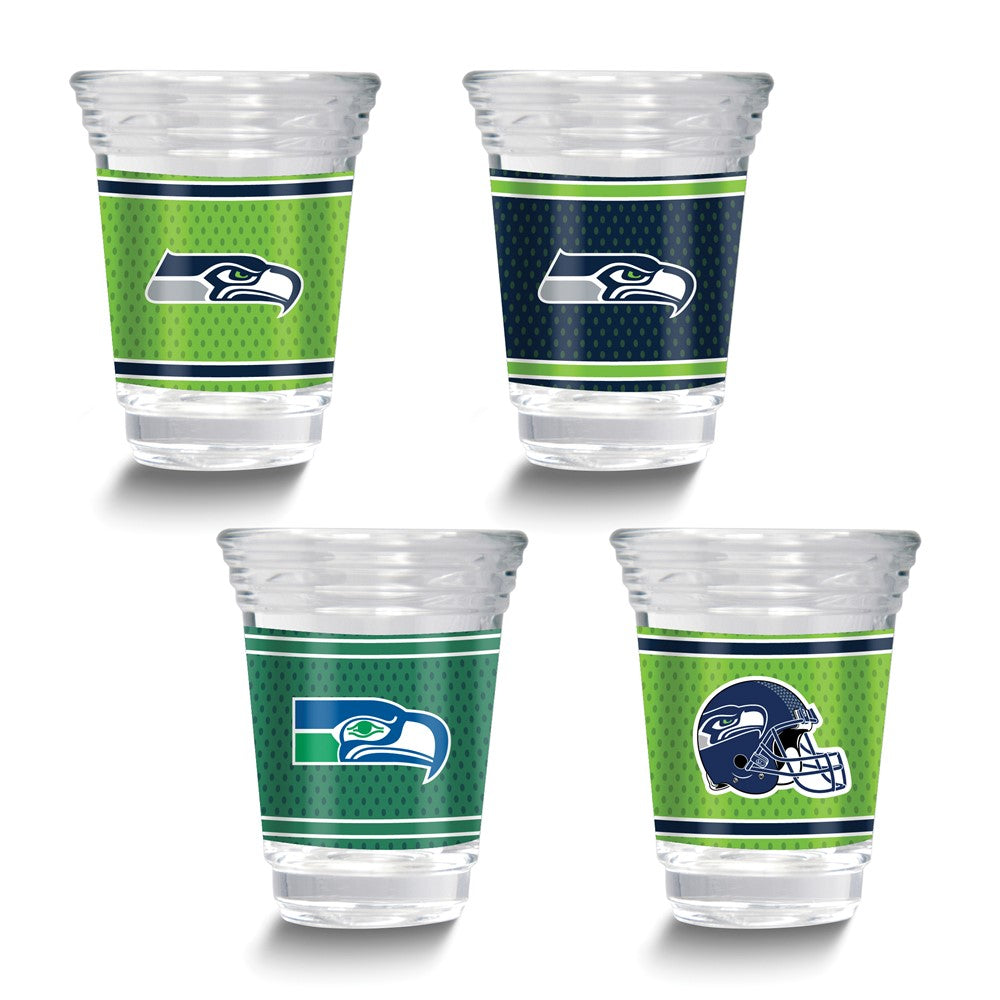 NFL Seattle SeaHawks 4-piece 2 oz. Shot Glass Set