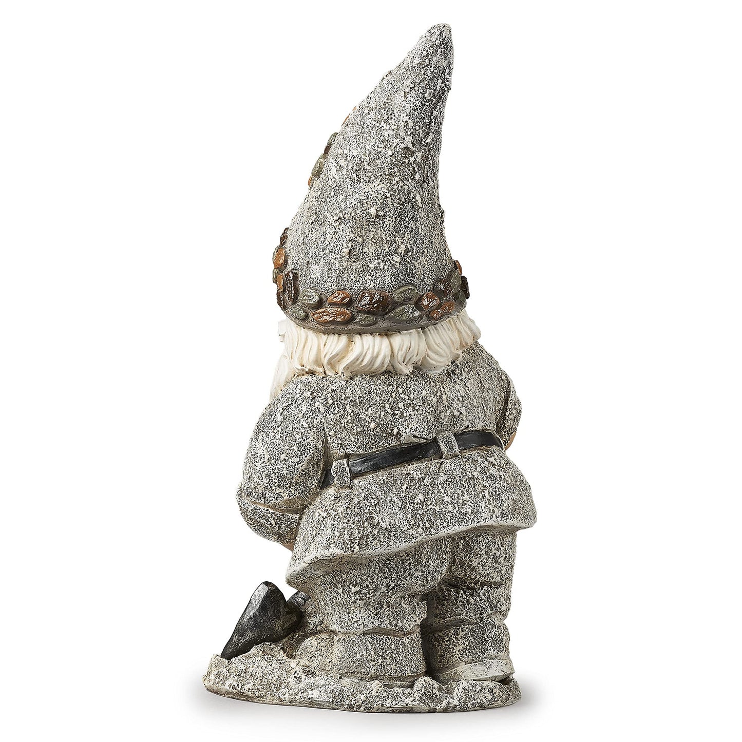 Roman 13.25" Pebble Gnome with Shovel Outdoor Garden Statue