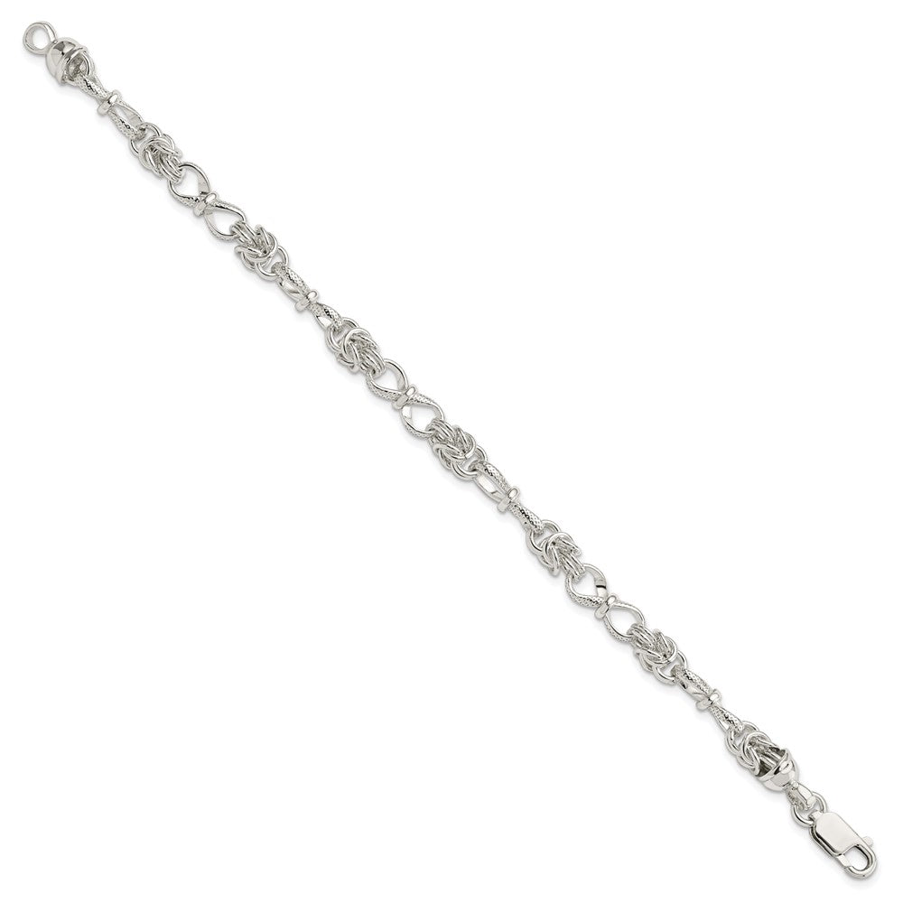 Sterling Silver Polished and Textured Fancy Bracelet 7.5 inches