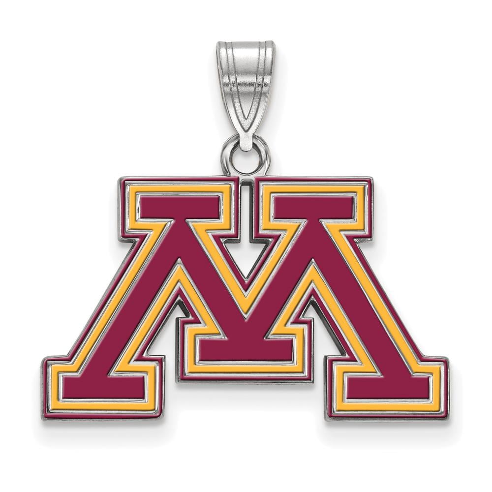 LogoArt Sterling Silver University Of Minnesota Medium Enamel Pendant Necklace Female Adult