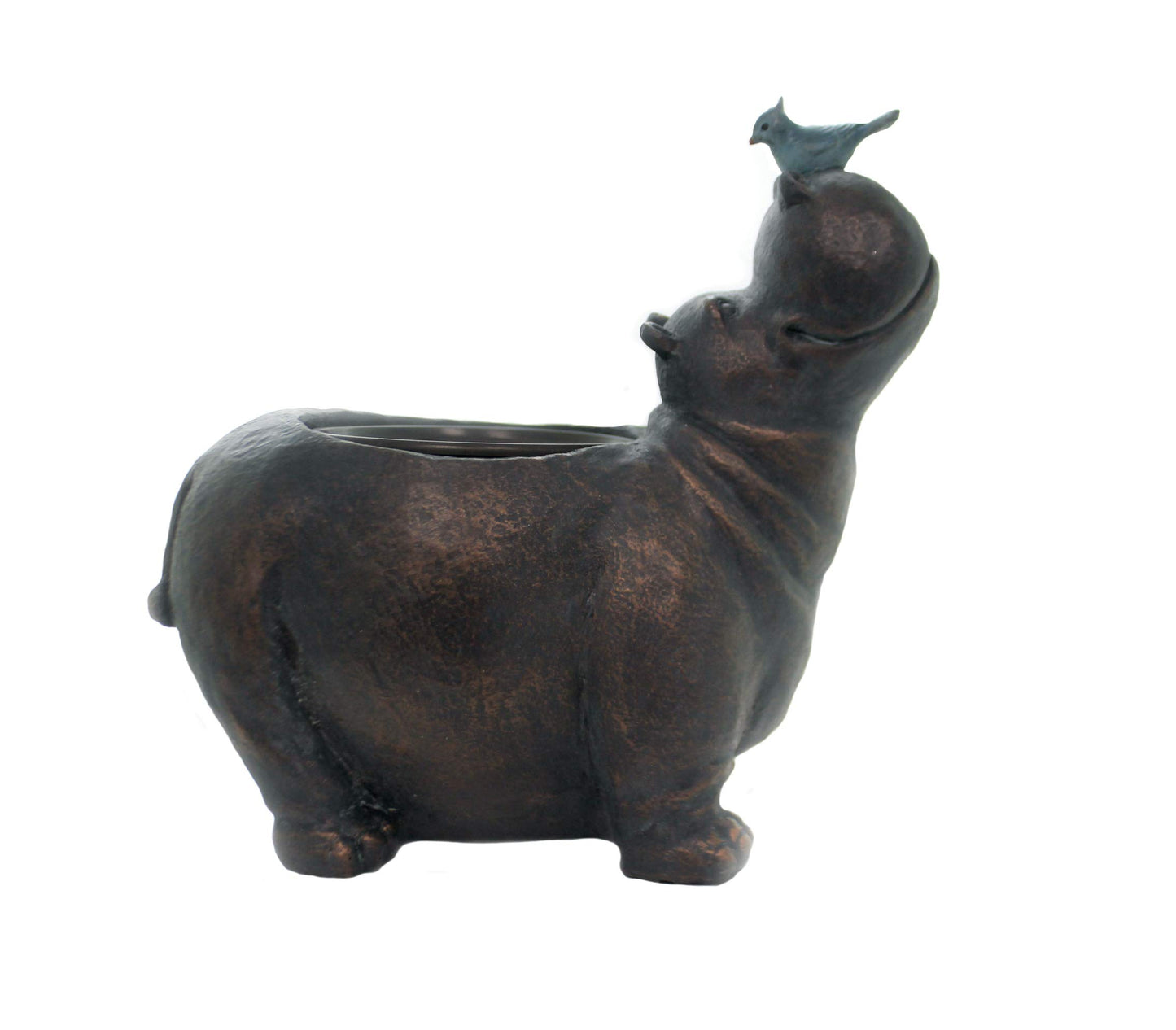 Roman 13" Hippo with Bird Outdoor Garden Planter