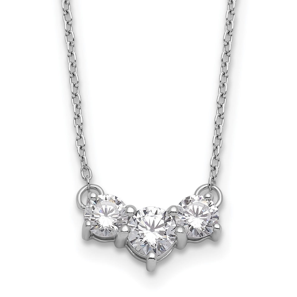 14k White Gold 1 carat Lab Grown Diamond VS/SI+ G+ 18 inch Three Stone Necklace