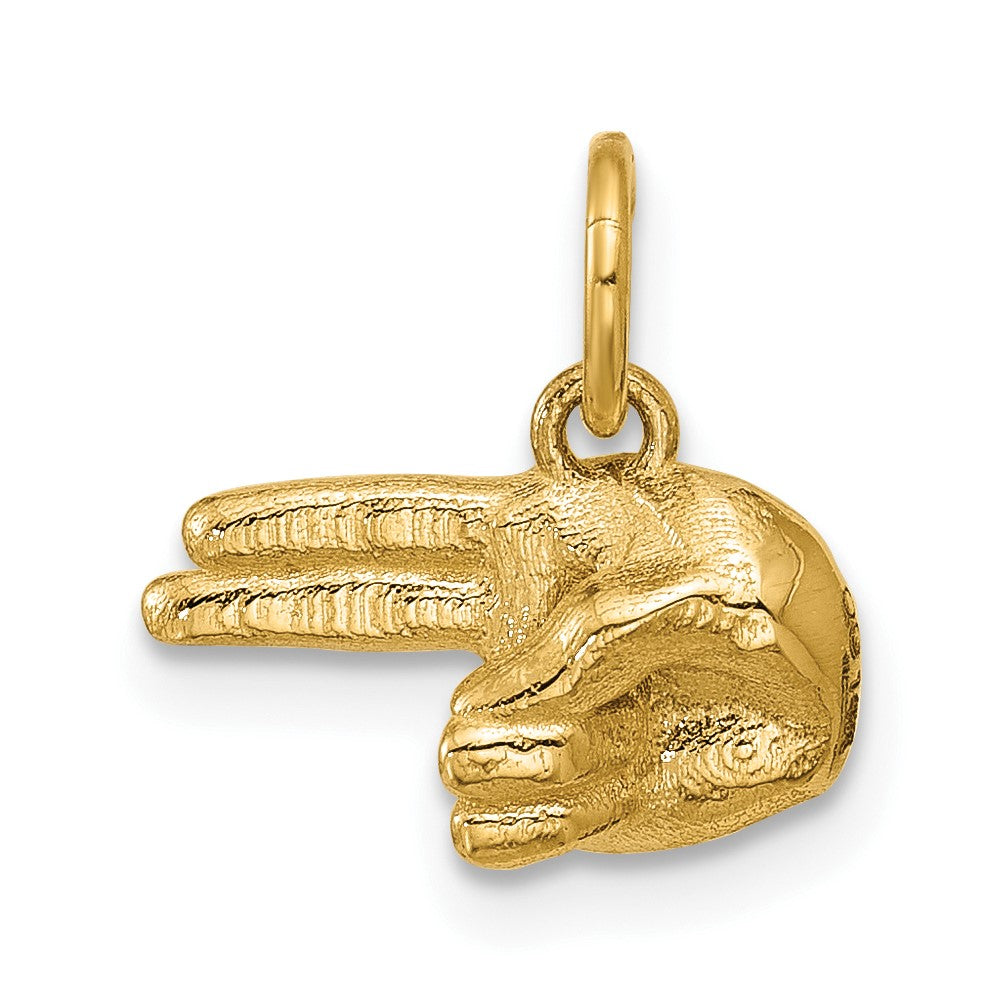 14K Polished 2-Finger Point Hand Pendant
