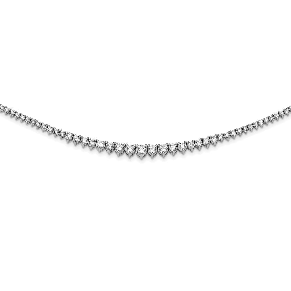 Sterling Shimmer Sterling Silver Rhodium-plated 17 inch 180 Stone Graduated CZ Necklace 17 Inches