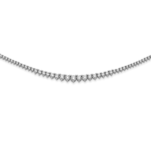 Sterling Shimmer Sterling Silver Rhodium-plated 17 inch 180 Stone Graduated CZ Necklace 17 Inches